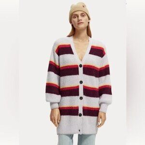 Scotch & Soda midi length knit striped cardigan XL New